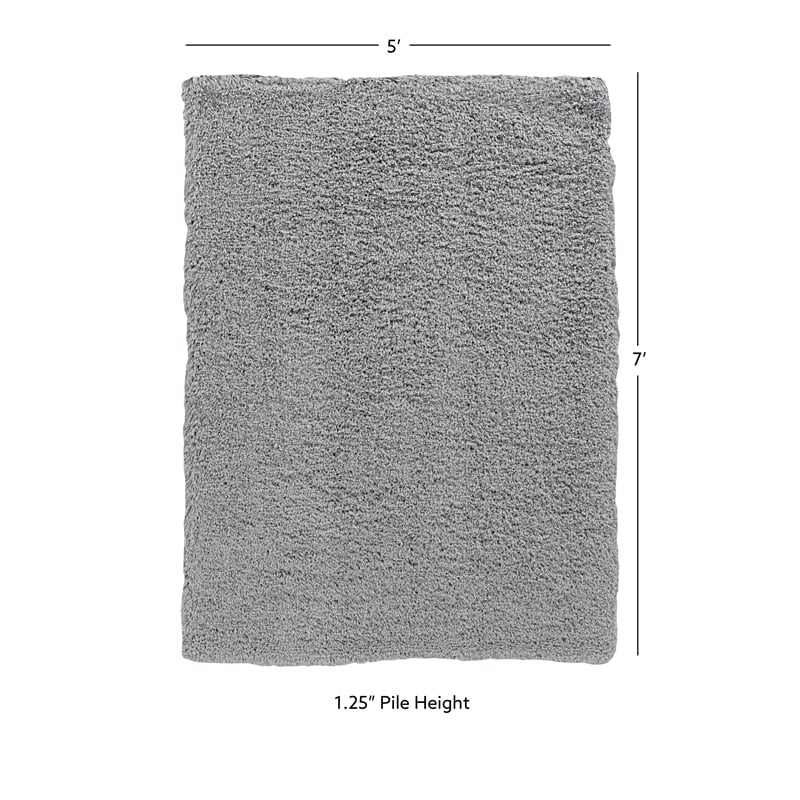Linon Luxe Plush Shag Hand Tufted Polyester 5'x7' Rug in Gray