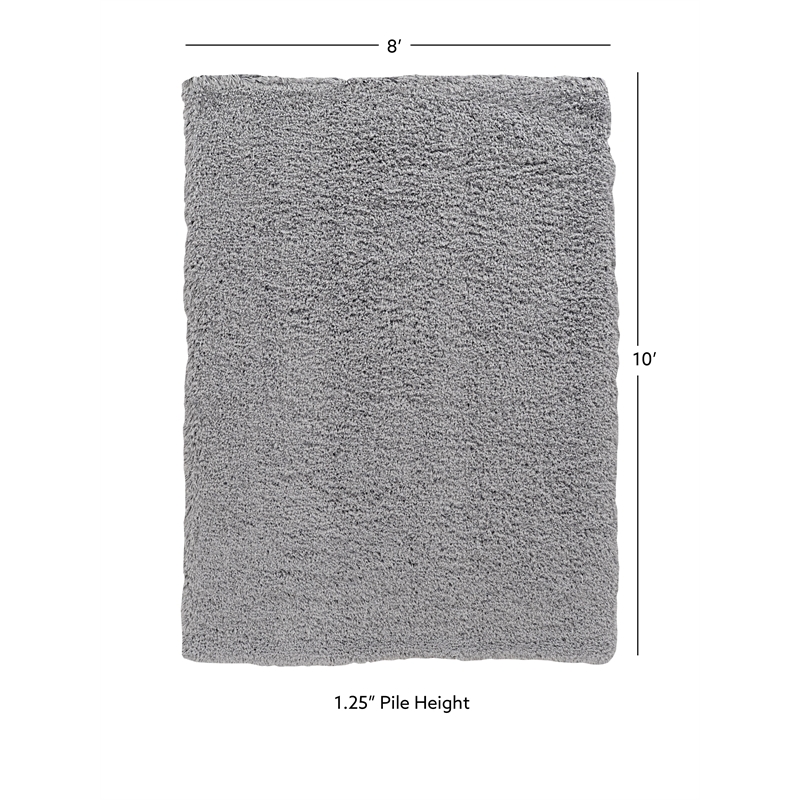 Linon Luxe Plush Shag Hand Tufted Polyester 8'x10' Rug in Gray