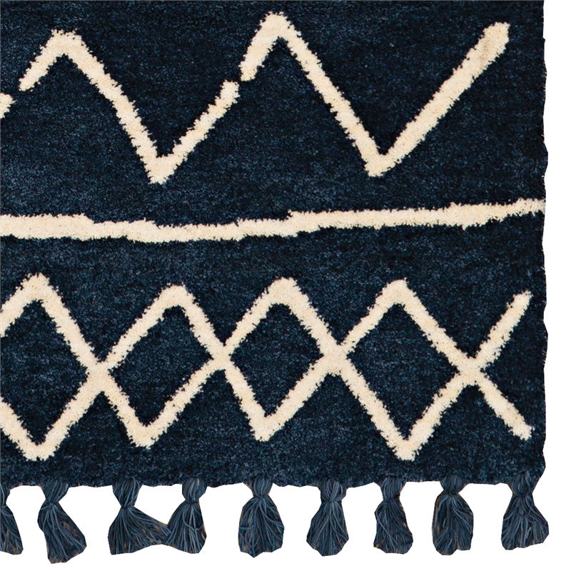 Linon Ibiza Zag Hand Tufted Microfiber Polyester 5'x7' Rug in Blue