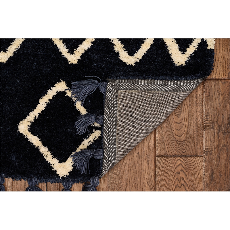 Linon Ibiza Zag Hand Tufted Microfiber Polyester 8'x10' Rug in Blue