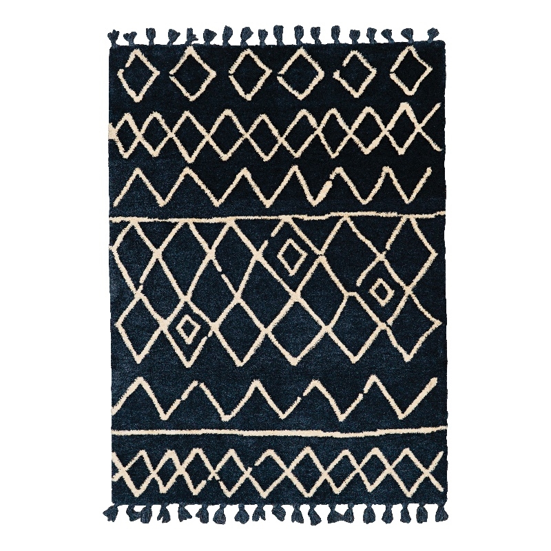 Linon Ibiza Zag Hand Tufted Microfiber Polyester 8'x10' Rug in Blue