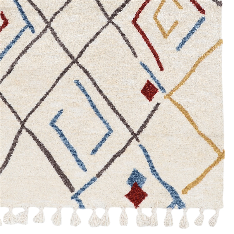 Linon Ibiza Zap Hand Tufted Microfiber Polyester 8'x10' Rug in Ivory