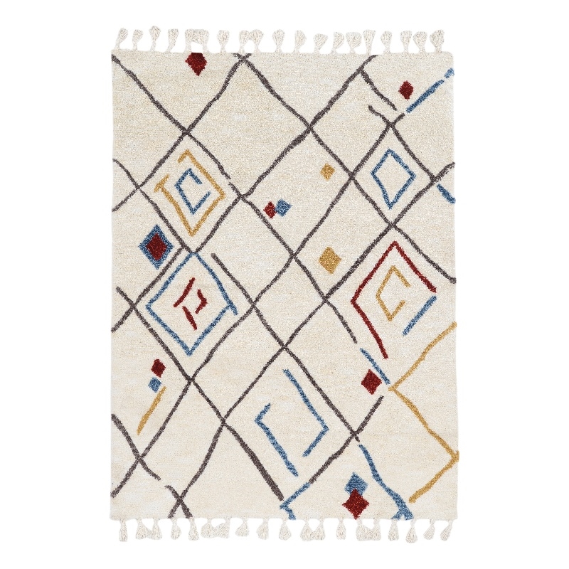 Linon Ibiza Zap Hand Tufted Microfiber Polyester 8'x10' Rug in Ivory