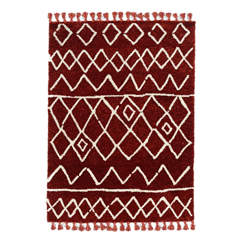 Linon Ibiza Zot Hand Tufted Microfiber Polyester 5'x7' Rug in Rust Red