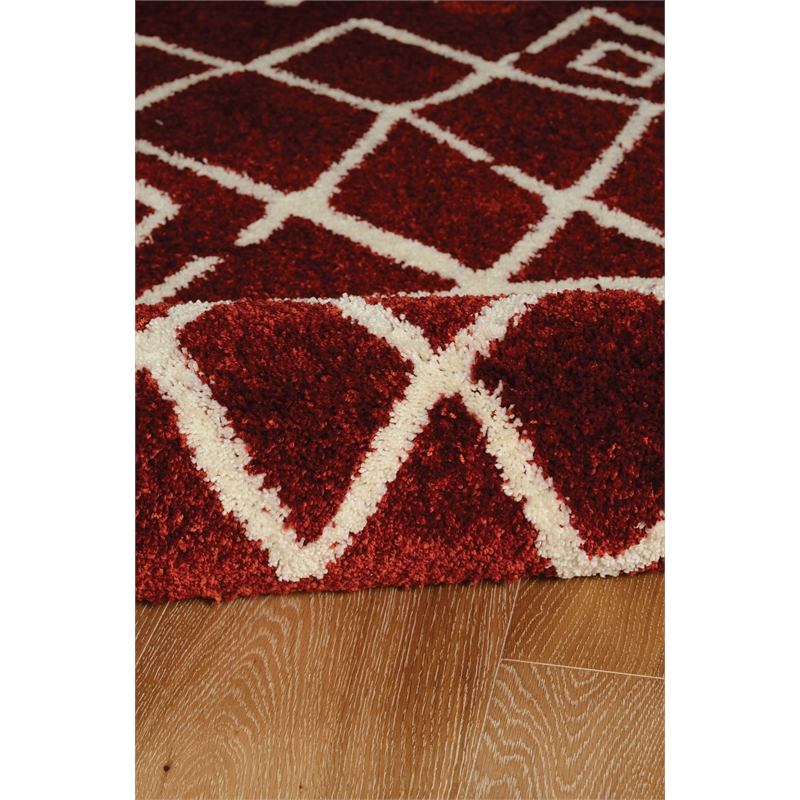 Linon Ibiza Zot Hand Tufted Microfiber Polyester 8'x10' Rug in Rust Red
