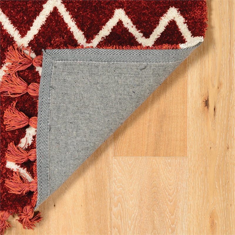 Linon Ibiza Zot Hand Tufted Microfiber Polyester 8'x10' Rug in Rust Red