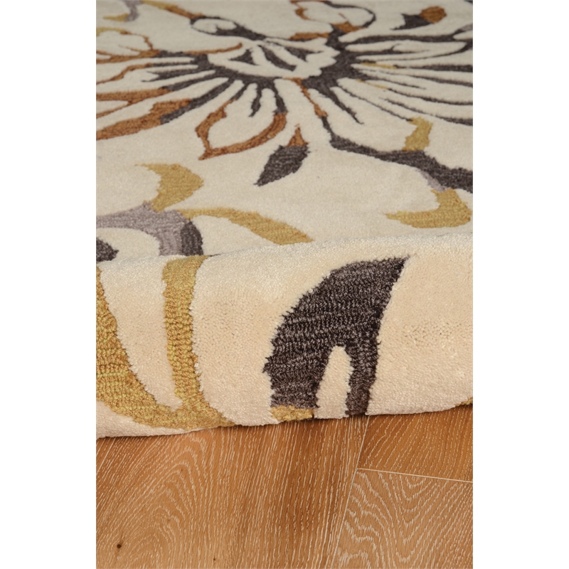 Linon Tripoli Branches Hand Tufted Polyester 8'x10' Rug in Ivory