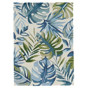 linon tripoli bermuda hand tufted rug in ivory and blue