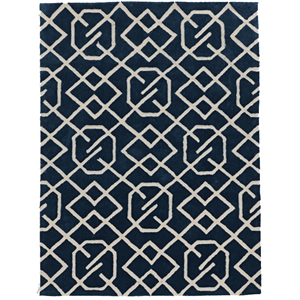 linon tripoli intent hand tufted polyester 5'x7' rug in navy