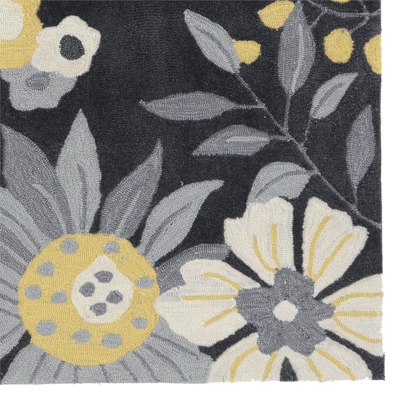Linon Tripoli Wildflower Hand Tufted Polyester 2'x3' Rug in Gray