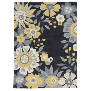 linon tripoli wildflower hand tufted polyester 2'x3' rug in gray