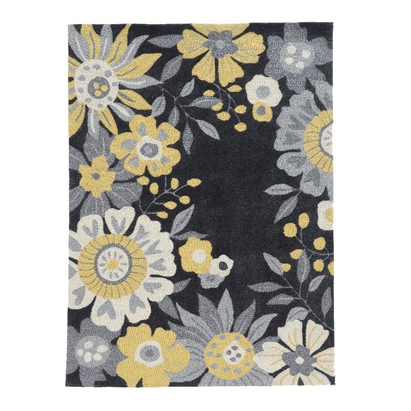 Linon Tripoli Wildflower Hand Tufted Polyester 2'x3' Rug in Gray