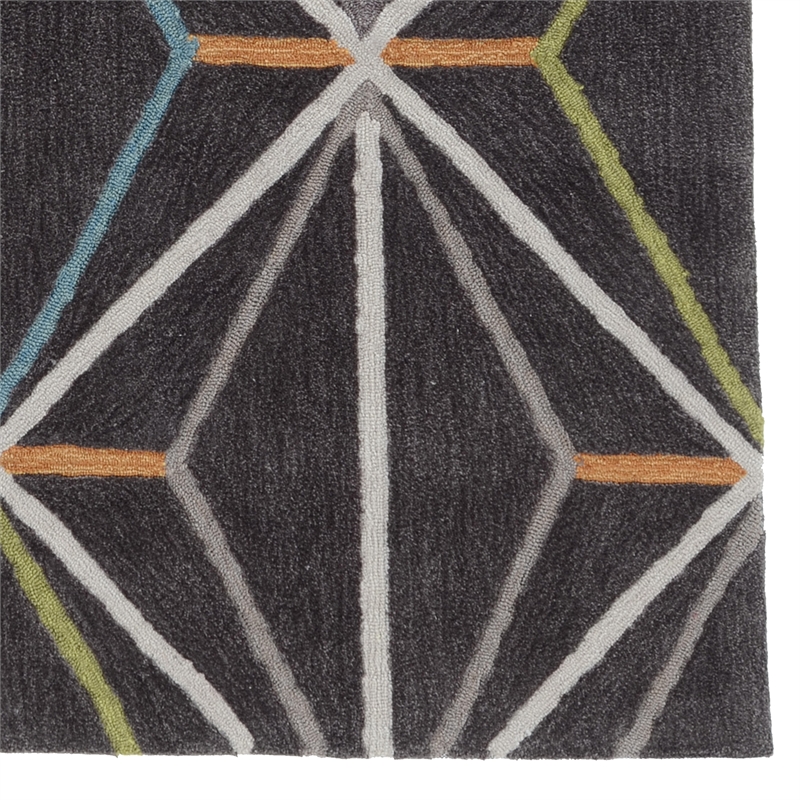 Linon Tripoli Prisma Hand Tufted Polyester 5'x7' Rug in Charcoal