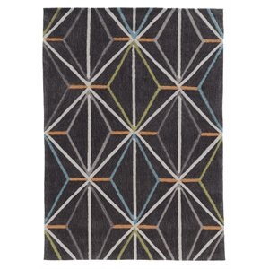 linon tripoli prisma hand tufted polyester 5'x7' rug in charcoal
