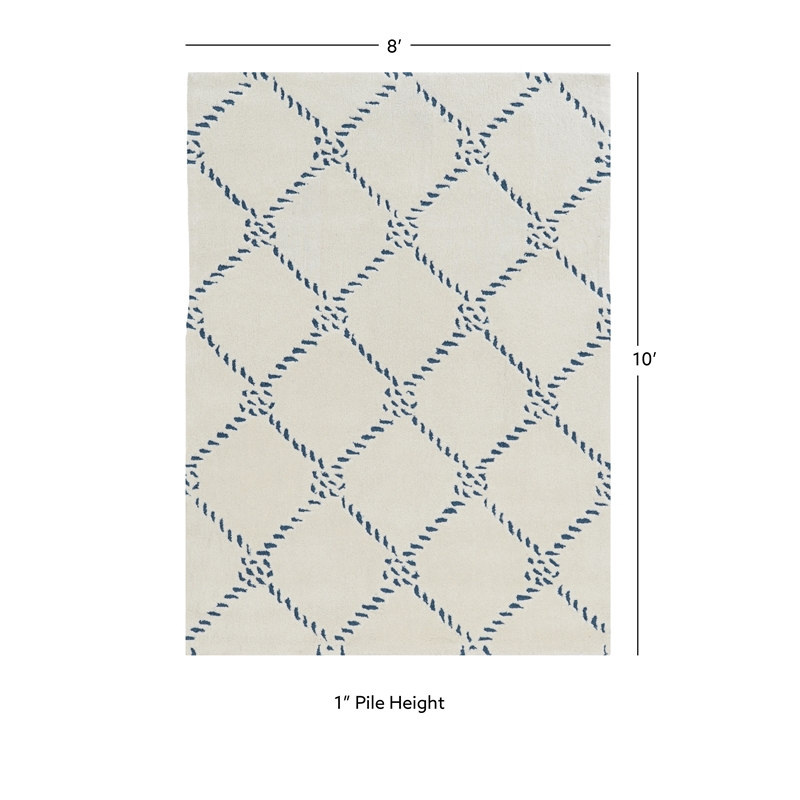 Linon Tripoli Rope Hand Tufted Polyester 8'x10' Rug in Ivory