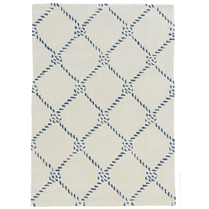 linon tripoli rope qua hand tufted rug in ivory and navy