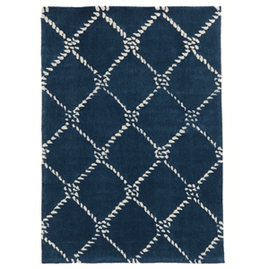 linon tripoli rope hand tufted polyester 2'x3' rug in navy
