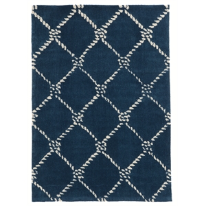 linon tripoli rope qua hand tufted rug in navy and ivory