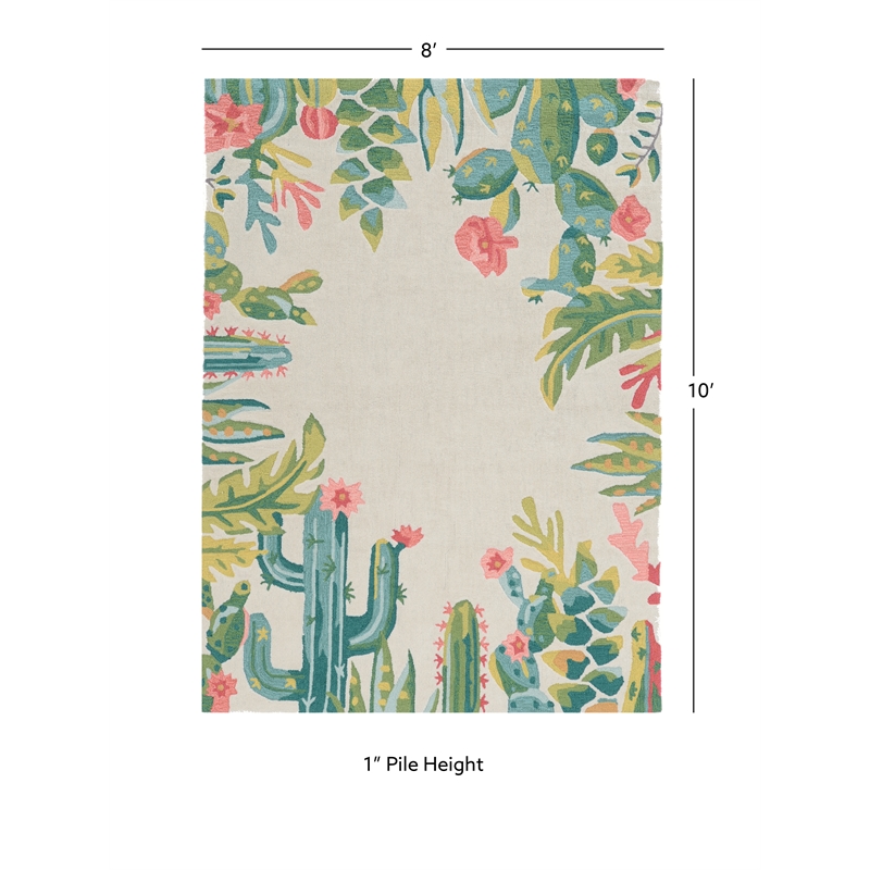 Linon Tripoli Saguaro Hand Tufted Polyester 8'x10' Rug in Ivory