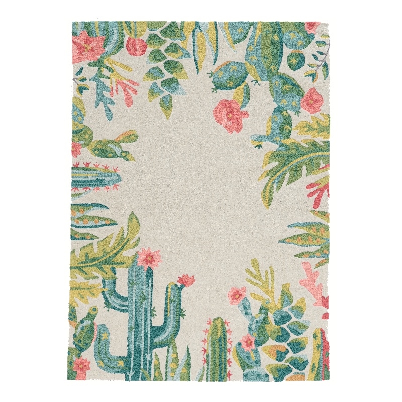 Linon Tripoli Saguaro Hand Tufted Polyester 8'x10' Rug in Ivory