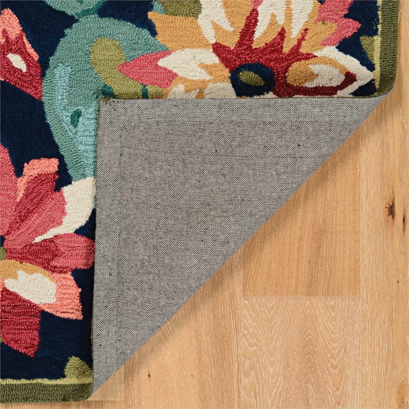 Linon Tripoli Cactus Hand Tufted Polyester 5'x7' Rug in Navy