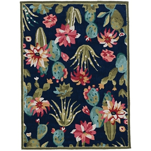 linon tripoli cactus hand tufted polyester 5'x7' rug in navy