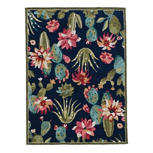Linon Tripoli Cactus Hand Tufted Polyester 5'x7' Rug in Navy