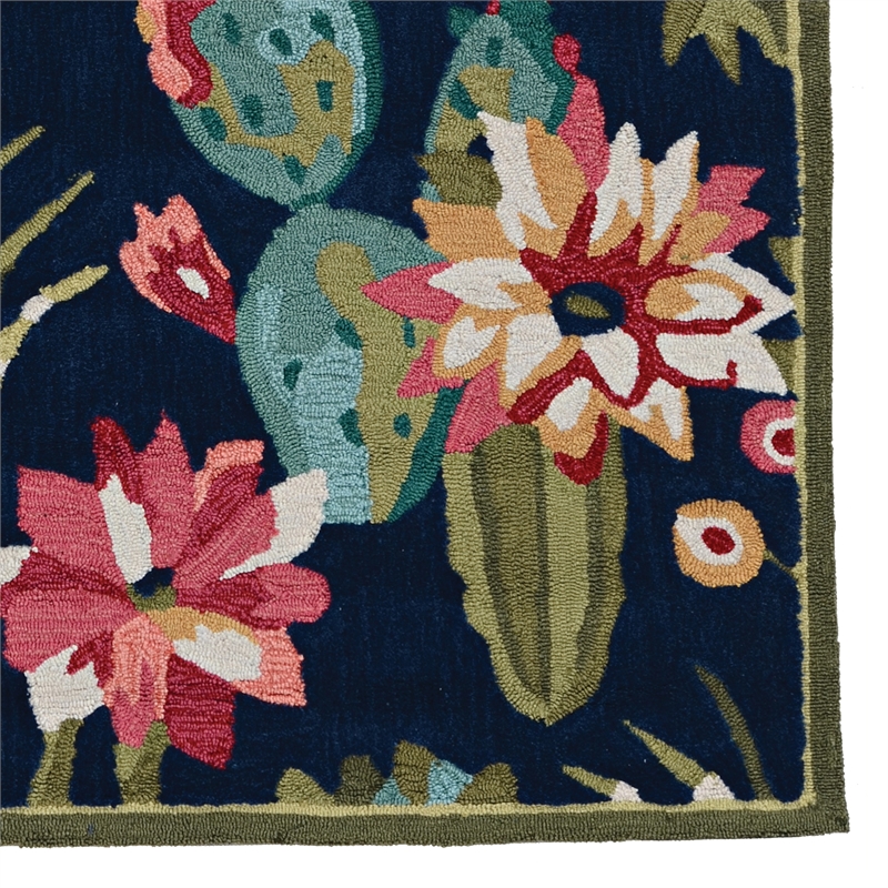 Linon Tripoli Cactus Hand Tufted Polyester 8'x10' Rug in Navy