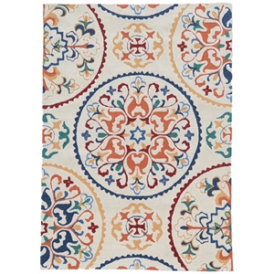 linon tripoli rondels hand tufted polyester 5'x7' rug in ivory