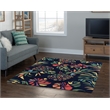 Linon Tripoli Pineapple Hand Tufted Polyester 5'x7' Rug in Navy