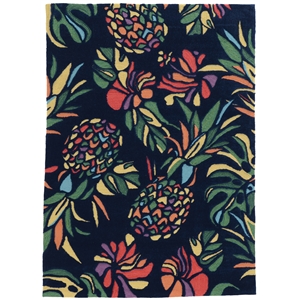 linon tripoli pineapple hand tufted polyester 5'x7' rug in navy
