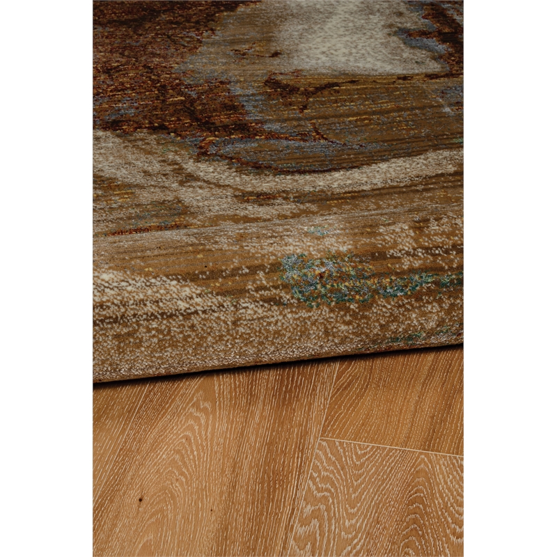 Linon Emporium Cavern Power Loomed Polypropylene 3'x5' Rug in Gold