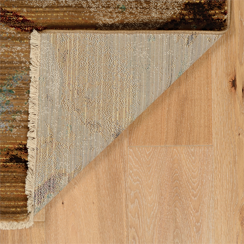 Linon Emporium Cavern Power Loomed Polypropylene 3'x5' Rug in Gold