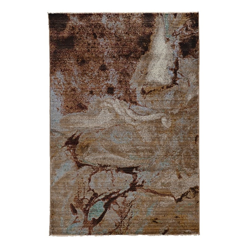 Linon Emporium Cavern Power Loomed Polypropylene 3'x5' Rug in Gold