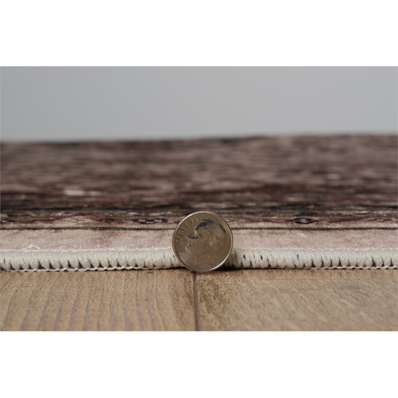 Linon Emerald Barton Woven Microfiber Polyester 5'x7' Rug in Cream