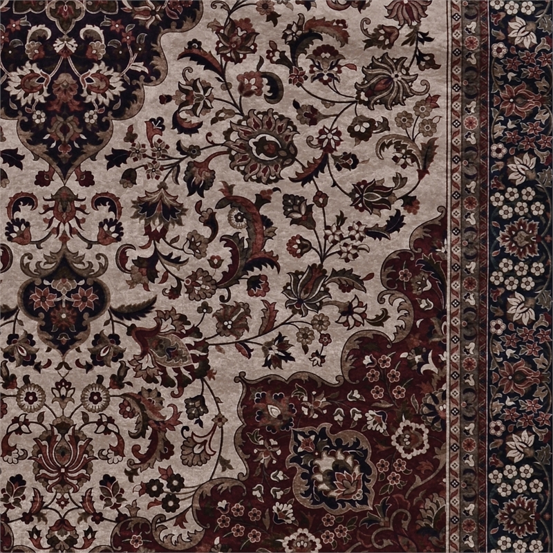 Linon Emerald Barton Woven Microfiber Polyester 5'x7' Rug in Cream