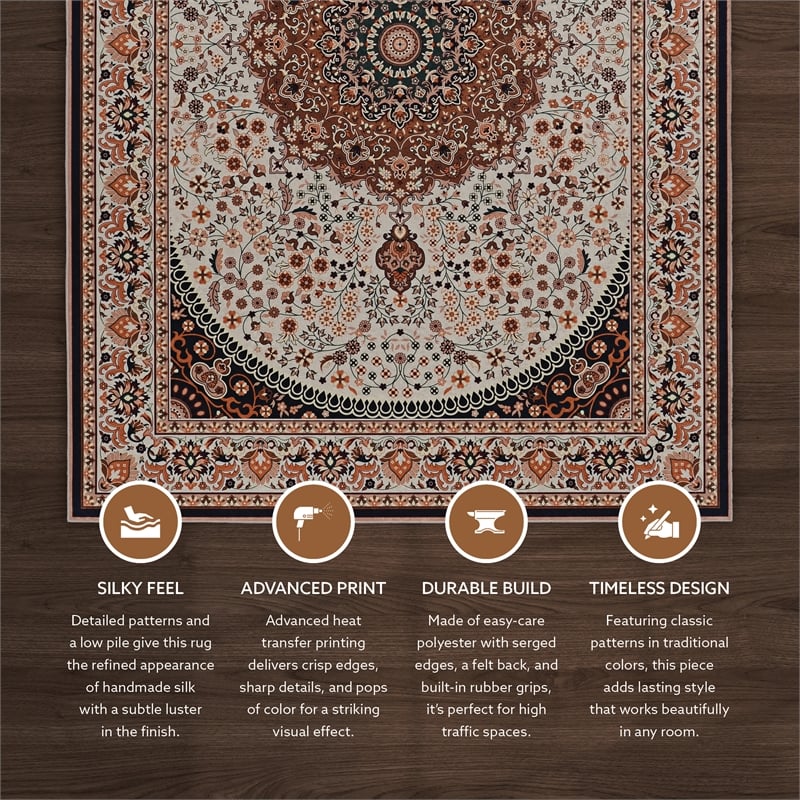 Linon Emerald Harris Woven Microfiber Polyester 3'3