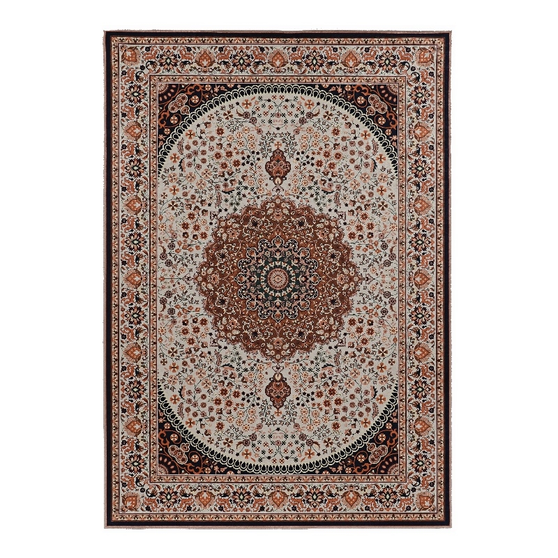 Linon Emerald Harris Woven Microfiber Polyester 5'x7' Rug in Cream