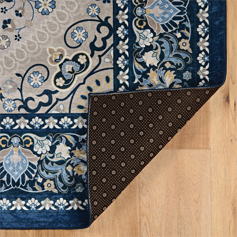 Linon Emerald Paulson Woven Microfiber Polyester 5'x7' Rug in Cream