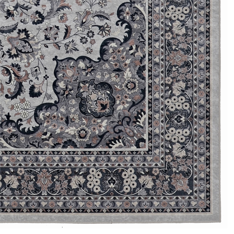 Linon Emerald Barton Woven Microfiber Polyester 5'x 7' Rug in Cream