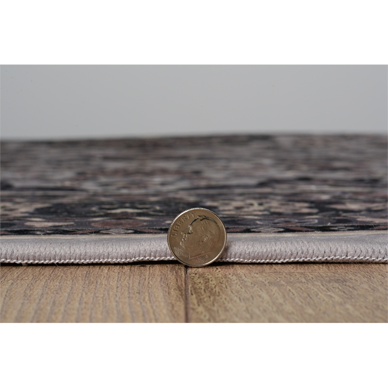 Linon Emerald Barton Woven Microfiber Polyester 5'x 7' Rug in Cream