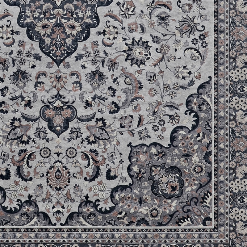 Linon Emerald Barton Woven Microfiber Polyester 5'x 7' Rug in Cream