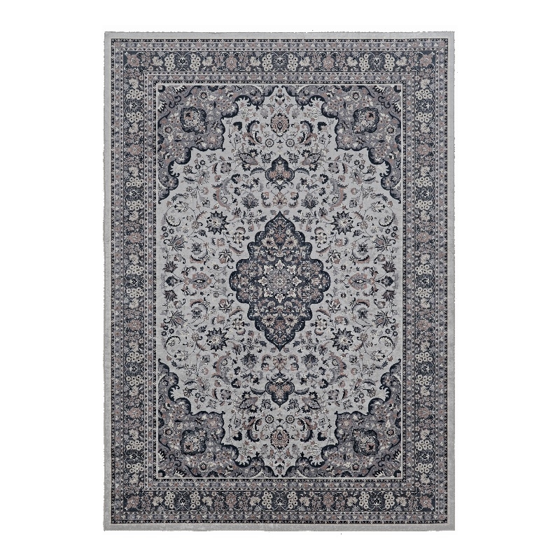 Linon Emerald Barton Woven Microfiber Polyester 5'x 7' Rug in Cream