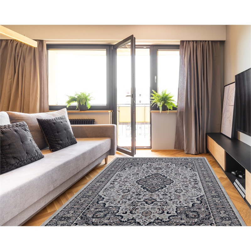 Linon Emerald Barton Woven Microfiber Polyester 6'7