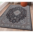 Linon Emerald Barton Woven Microfiber Polyester 5'x 7' Rug in Black