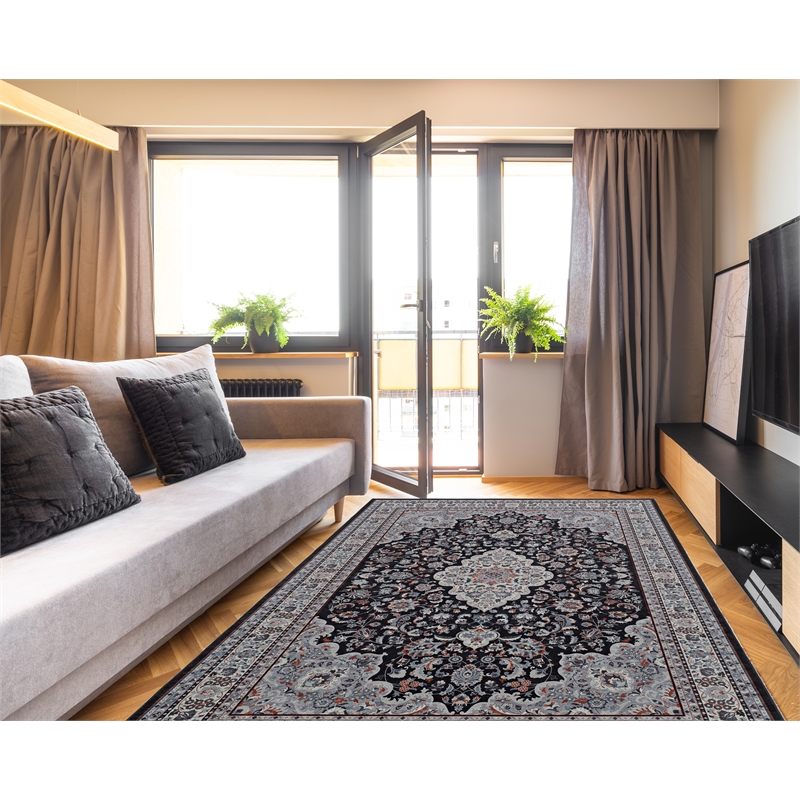 Linon Emerald Barton Woven Microfiber Polyester 6'7