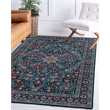 Linon Emerald Grenier Woven Microfiber Polyester 5'x7' Rug in Navy