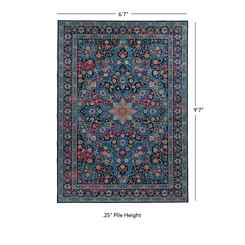 Linon Emerald Grenier Woven Microfiber Polyester 6'7