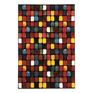 Linon Marisol Paint Box Power Loomed Polypropylene 8'x10'3&quot Rug in Black