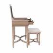 Linon Cyndi Wood Vanity & Padded Stool Set Flip Up Mirror 2 Drawers in Gray Wash